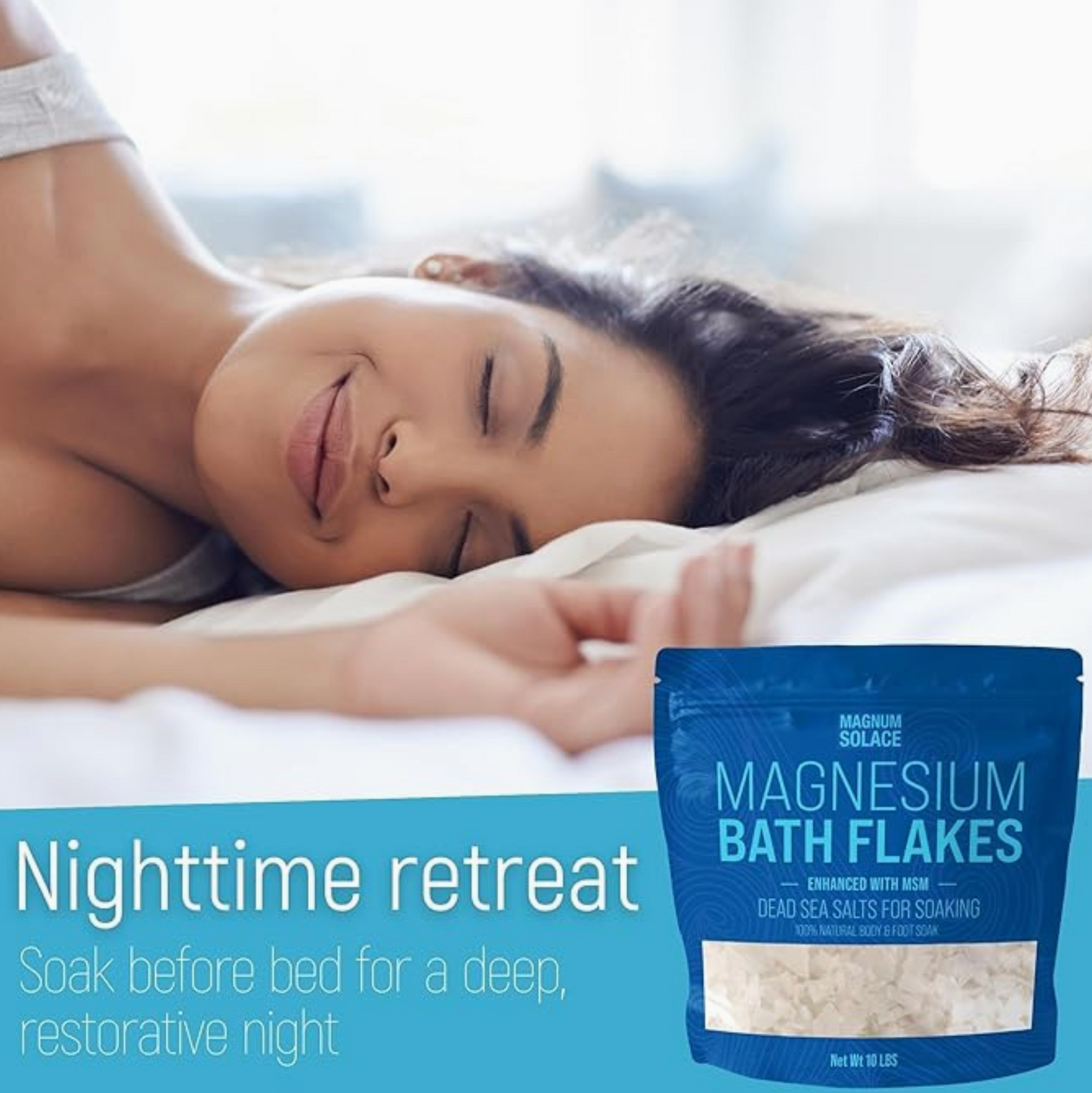 Magnesium Bath Flakes, Bath Soak/Foot Soak with MSM