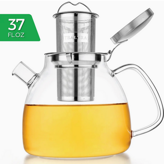 Lyra Glass Teapot Kettle 37 oz Stove Top Safe
