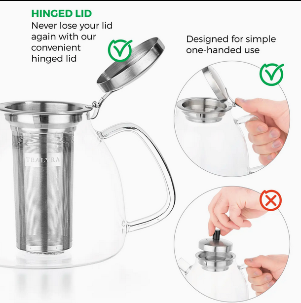 Lyra Glass Teapot Kettle 37 oz Stove Top Safe