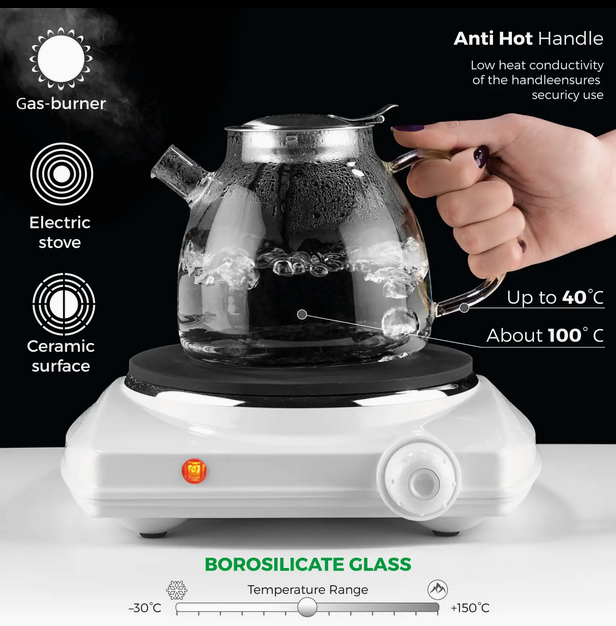Lyra Glass Teapot Kettle 37 oz Stove Top Safe