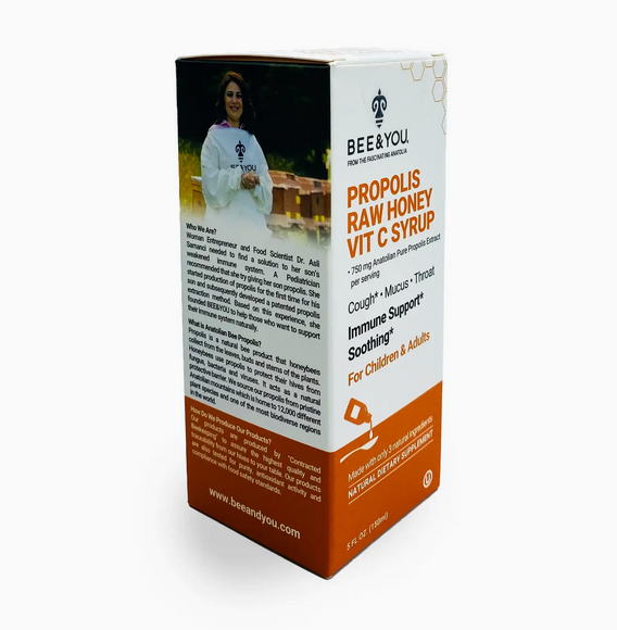 Natural Propolis Raw Honey Cough Syrup with Vit C, 5 Fl oz