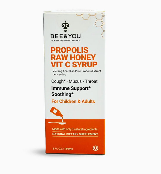 Natural Propolis Raw Honey Cough Syrup with Vit C, 5 Fl oz