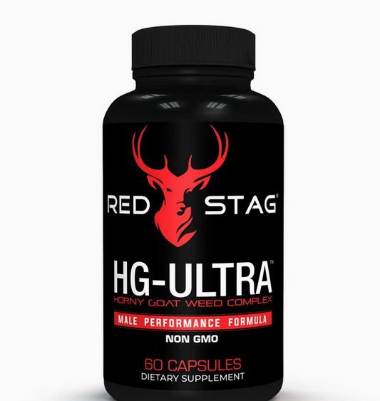 Testosterone Booster Red Stag® Supplement For Men - Red Stag Hg Ultra Horny Goat Weed Extract with Maca Root Powder, Tribulus Terrestris, Saw Palmetto & Tongkat Ali Powder For Low T & Male Enhancement