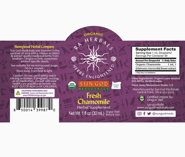 Organic Fresh Chamomile Tincture 1oz