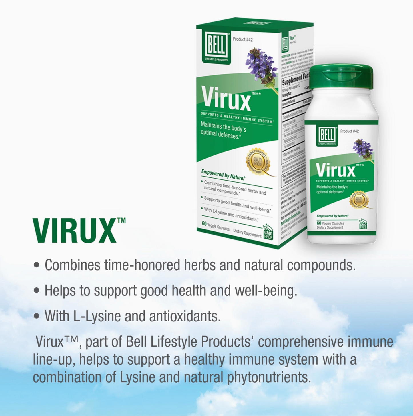 Virux™ w/ 1000mg L Lysine, Red Marine Algae & More 60 Vcap