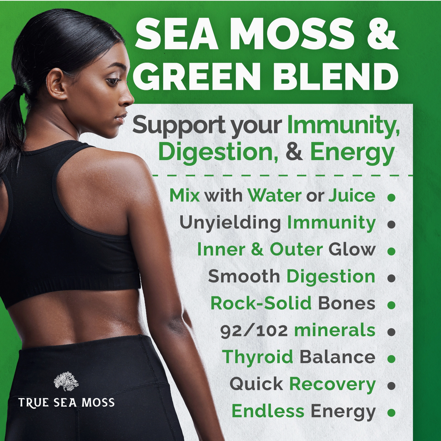 Sea Moss Green Superfood Blend with Spirulina, Ashwagandha