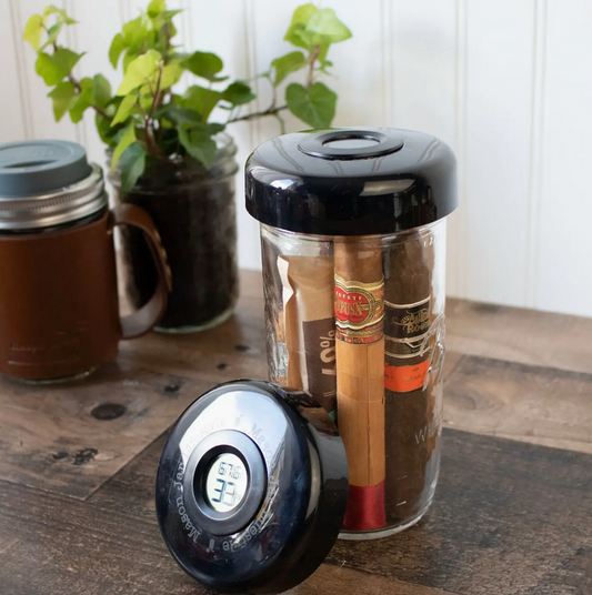 Humidor / Hygrometer Lid with Temperature For Wide Mouth Mason Jars