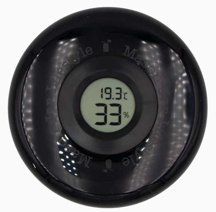 Humidor / Hygrometer Lid with Temperature For Wide Mouth Mason Jars
