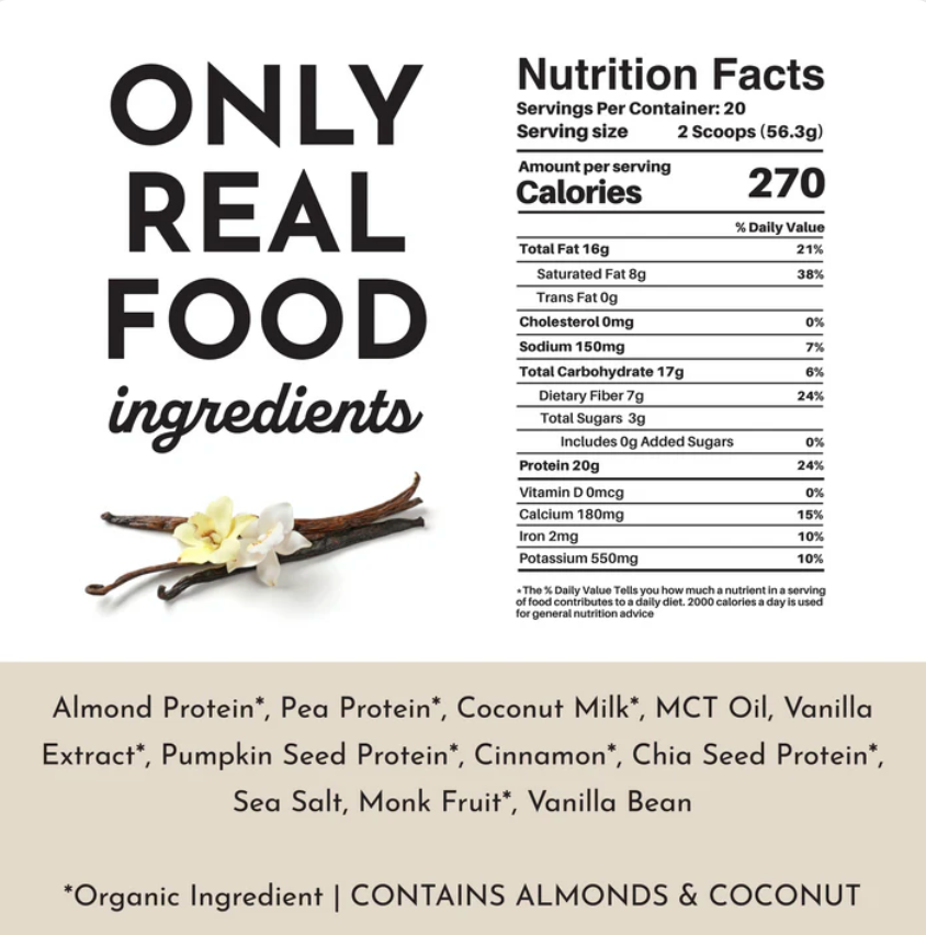 Protein Powder - Vanilla Bean (No Stevia) (20 Servings)
