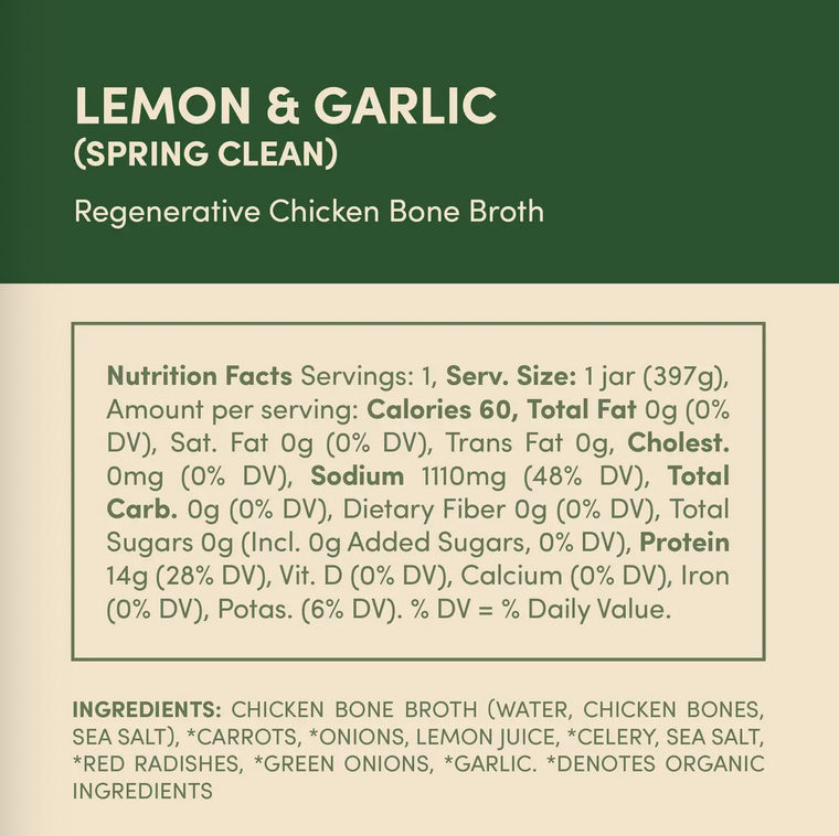 Lemon & Garlic Pasture-Raised Chicken Bone Broth 14oz