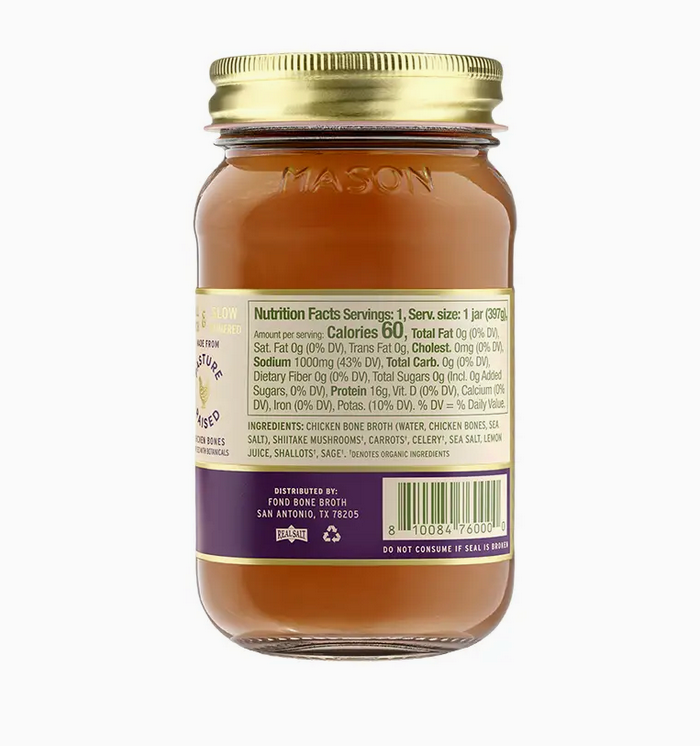 Shiitake & Sage Pasture-Raised Chicken Bone Broth 14oz