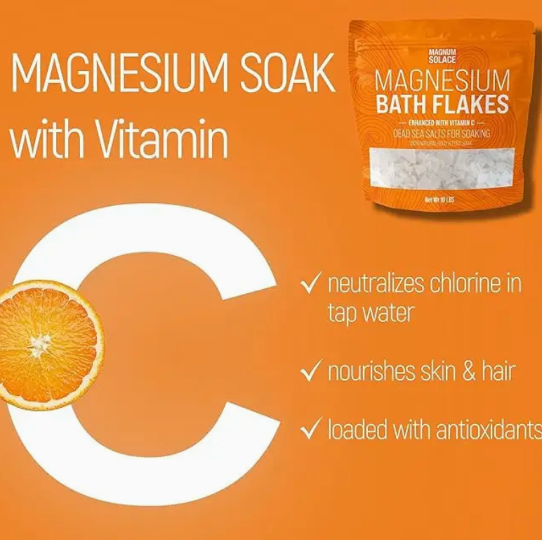 Magnesium Bath Flakes, Bath Soak with Vitamin C
