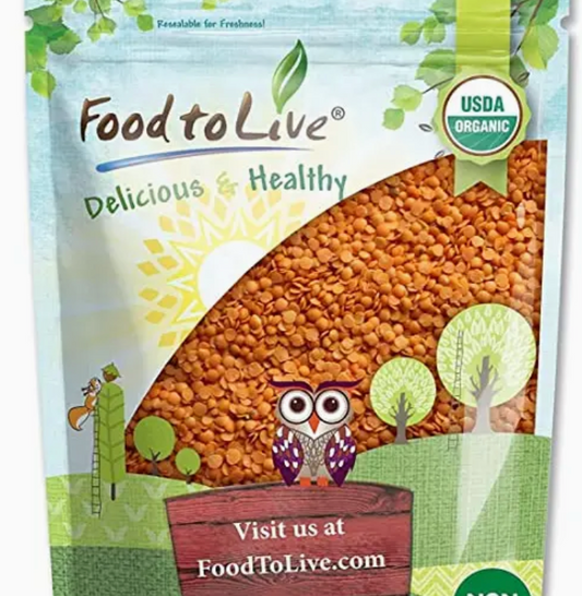 Organic Red Split Lentils – Masoor Dal, No Soaking Required