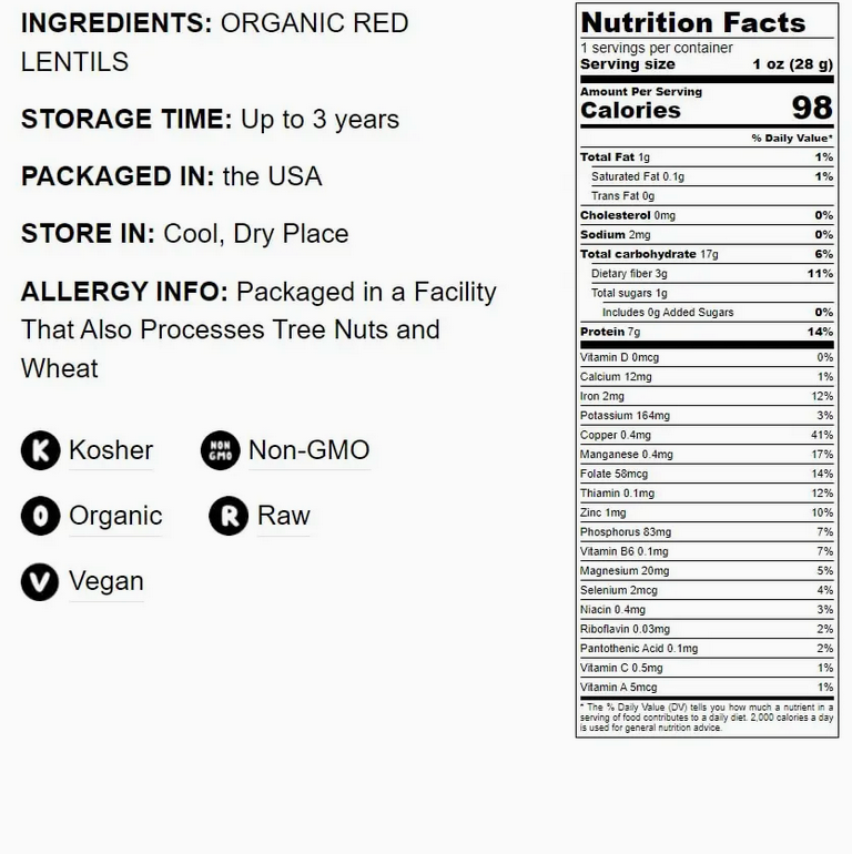 Organic Red Split Lentils – Masoor Dal, No Soaking Required