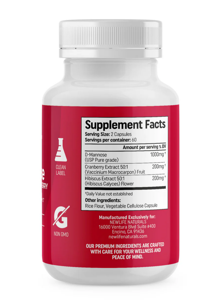 D-Mannose with Cranberry and Hibiscus - 120 Capsules