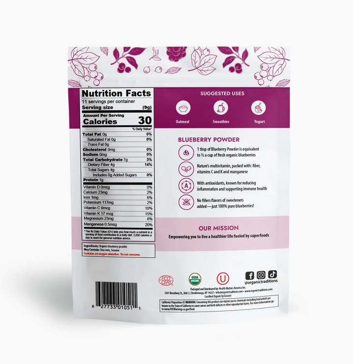 Organic Blueberry Powder - Antioxidant Rich Superfruit!