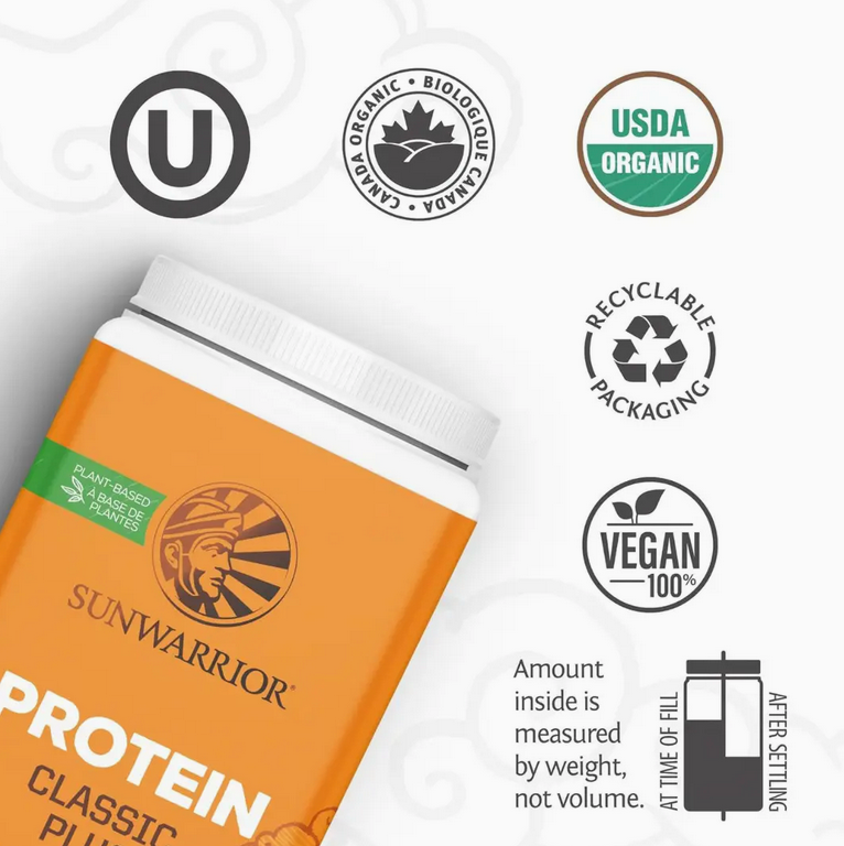 Sunwarrior Classic Plus Protein Powder -Unflavored 19g Protein