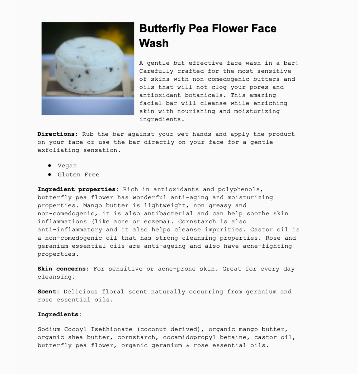 Butterfly Pea Flower Antioxidant Face Bar