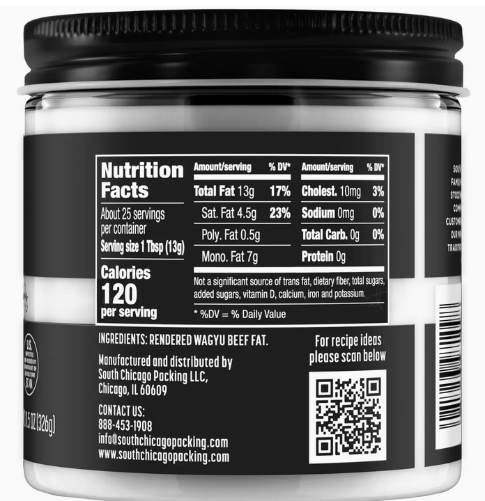 Wagyu Beef Tallow 11.5 oz Glass Jar