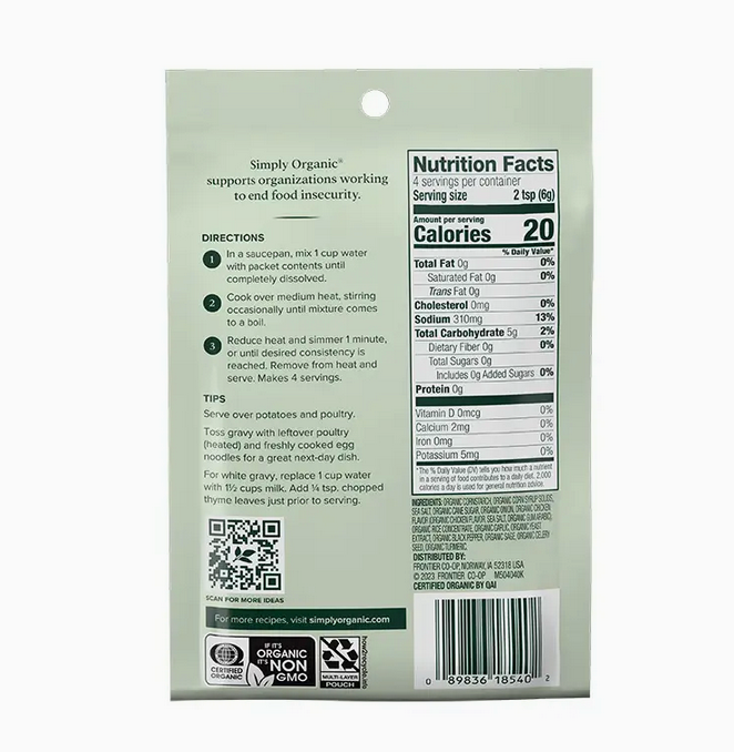 Simply Organic Chicken Flavored Gravy Mix, Certified Organic