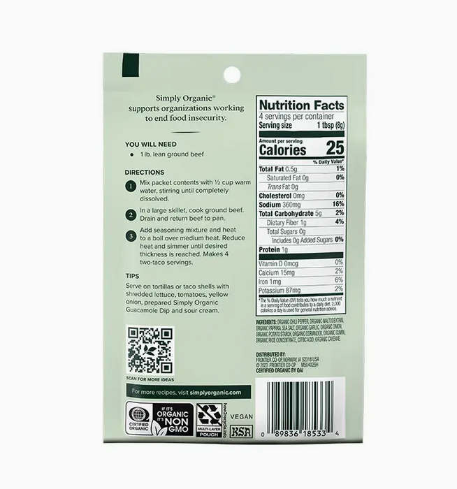 Simply Organic Southwest Taco Seasoning, Certified Organic