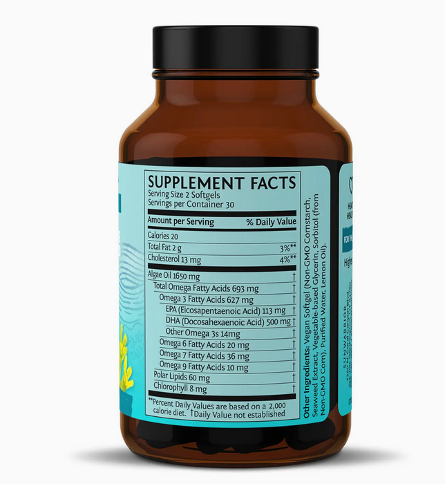 Algae Omega-3 Supplement Capsules - Plant-Based, Vegan