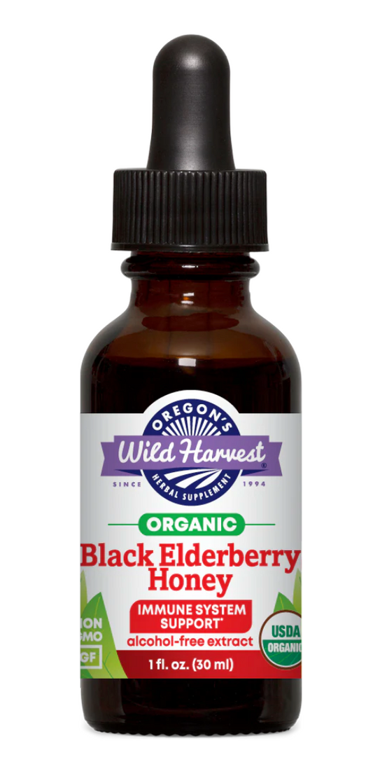 Black Elderberry Honey, Organic Alcohol-free 1 oz