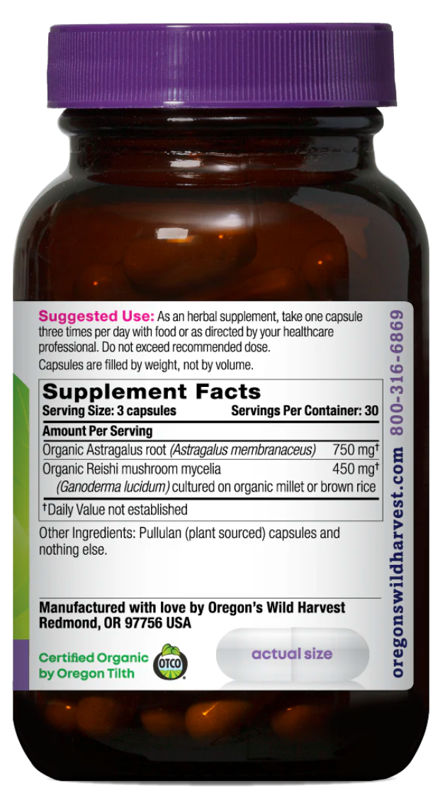 Astragalus Reishi Capsules - Harmonious Immune System Support