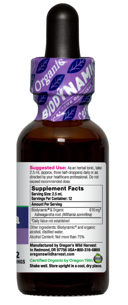 Ashwagandha, Biodynamic Herbal Tonic 2 oz