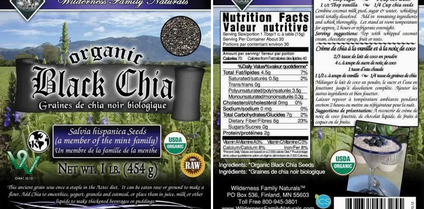 Organic Whole Black Chia Seeds