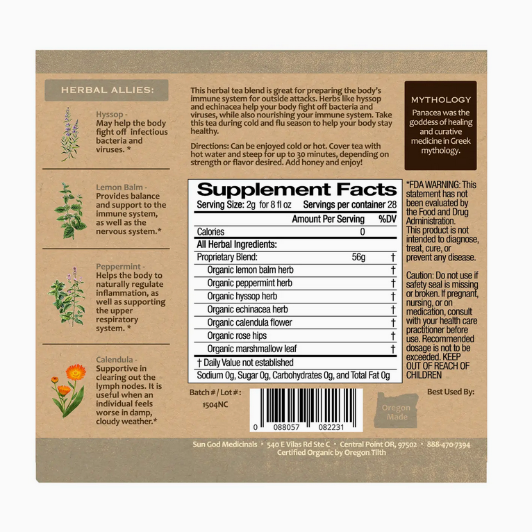 Panacea Immune Defense Organic Herbal Tea 2oz