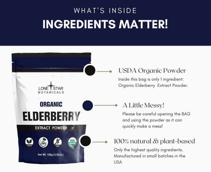 Organic Elderberry Extract Powder -- 3.52 oz