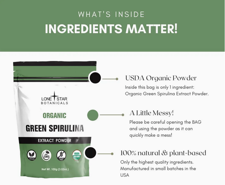 Organic Green Spirulina Extract Powder -- 3.52 oz