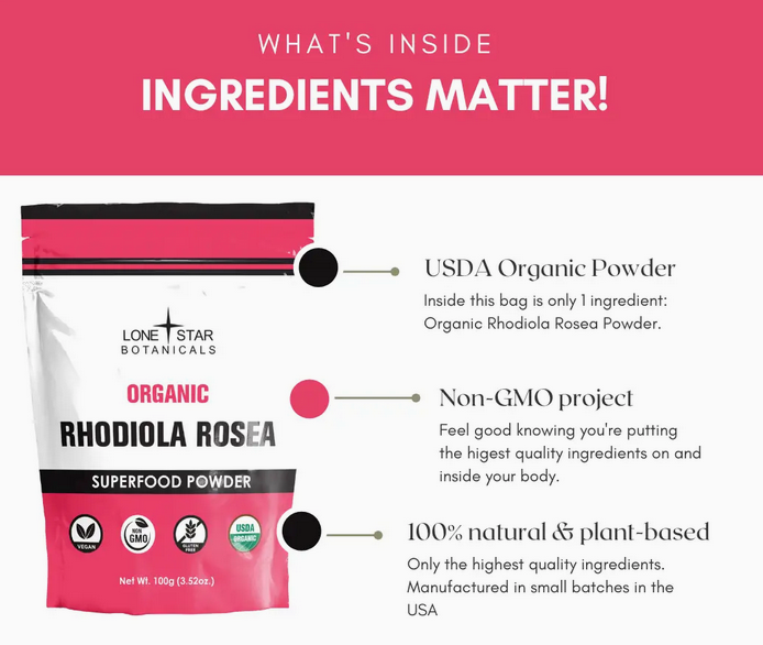 Organic Rhodiola Rosea Extract Powder -- 3.52 oz