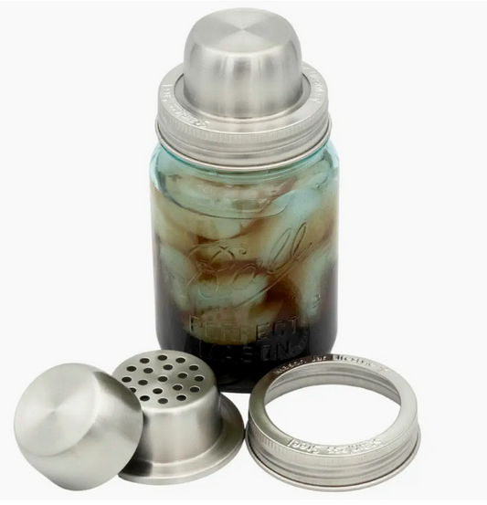 Mason Shaker Cocktail Shaker Lid with Stainless Steel Band