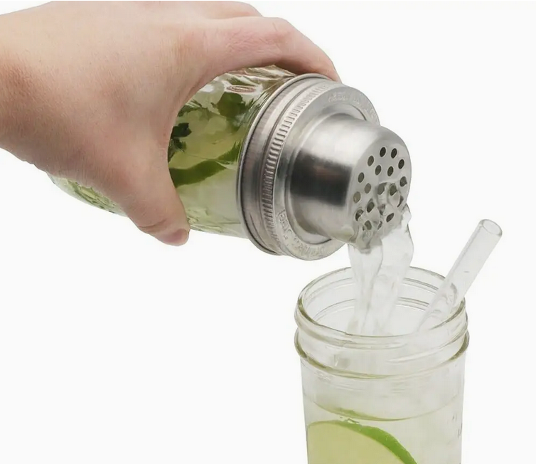 Mason Shaker Cocktail Shaker Lid with Stainless Steel Band
