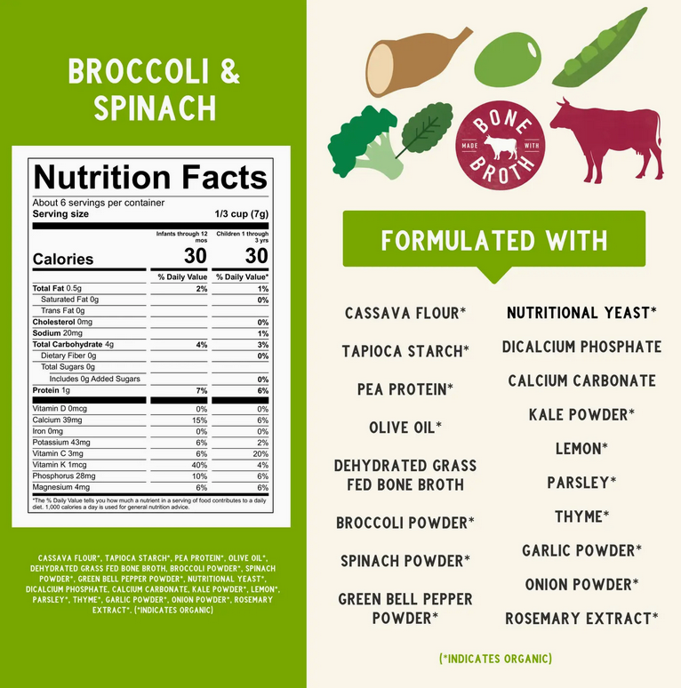 Broccoli & Spinach Grain Free Puffs with Bone Broth