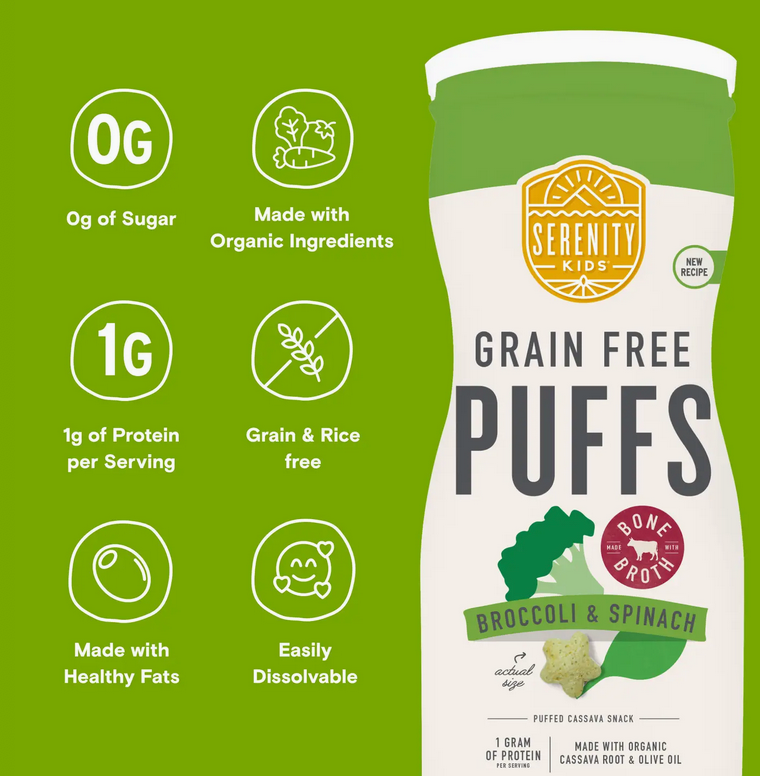 Broccoli & Spinach Grain Free Puffs with Bone Broth