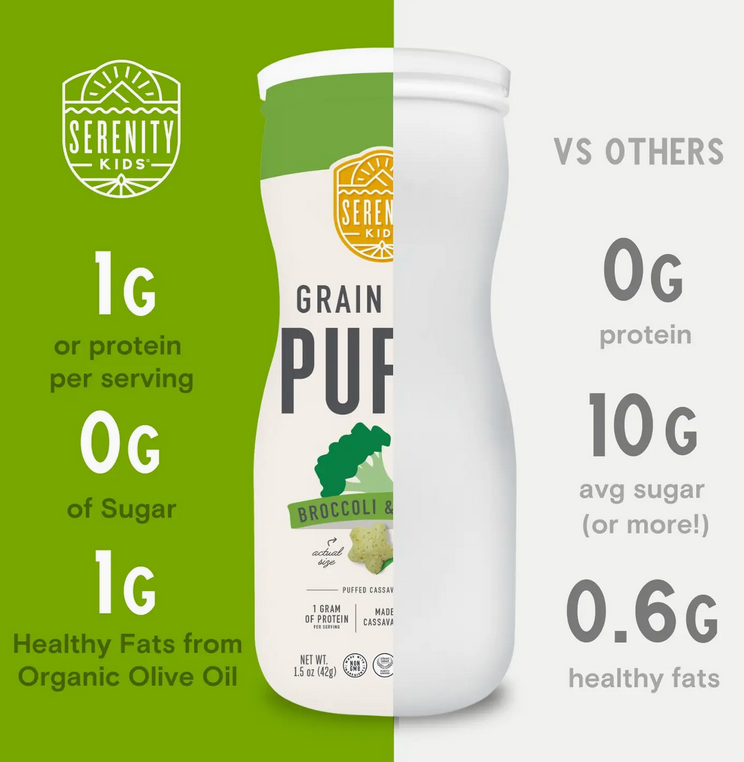 Broccoli & Spinach Grain Free Puffs with Bone Broth