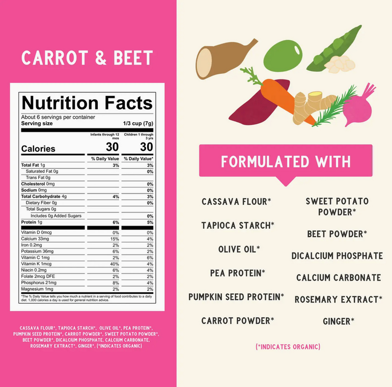 Carrot & Beet Grain Free Puffs with Olive Oil