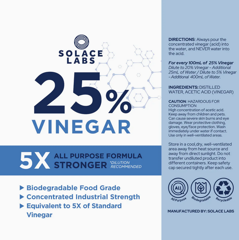 25% Pure Vinegar - 5X Concentrated Industrial Grade, Bio D