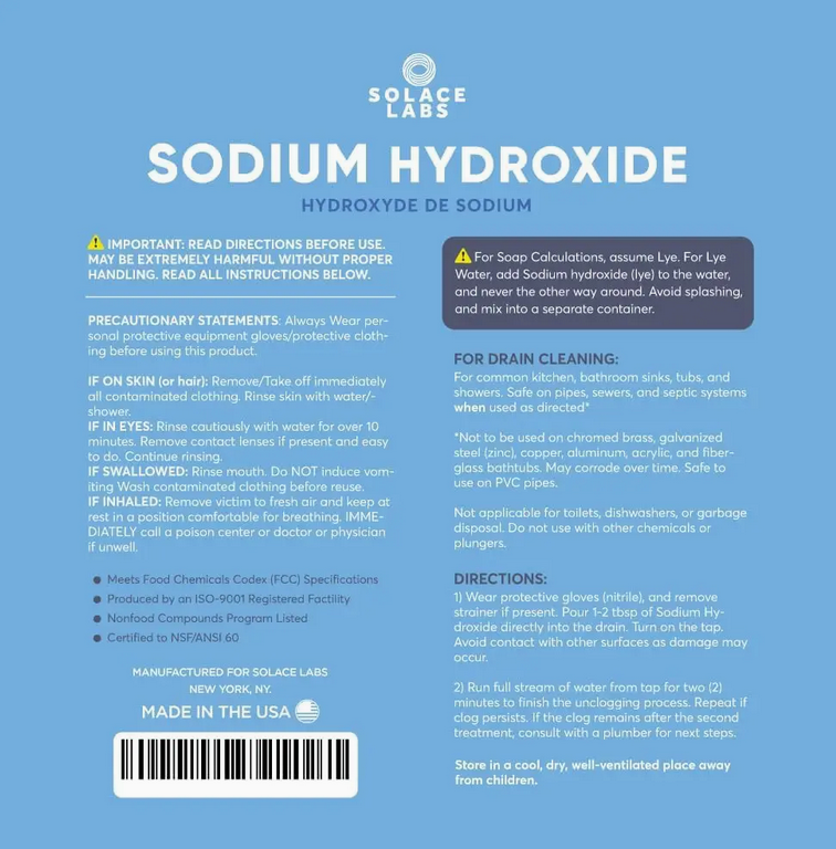 Sodium Hydroxide - Drain Clean, Concentrated All Purpose Bio