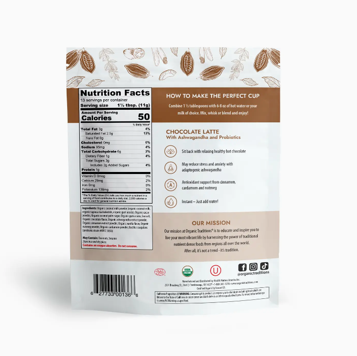 Chocolate Latte with Ashwagandha and Probiotics