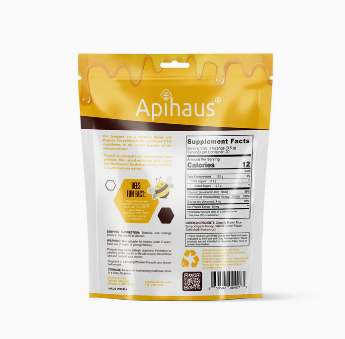 Apihaus Honey and Propolis Lozenges Lemon Flavor