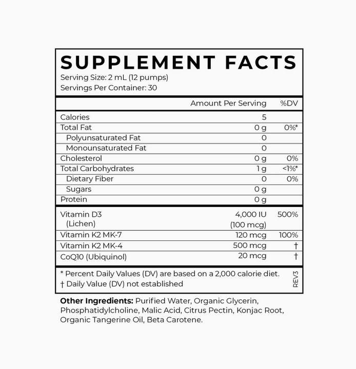 Liposomal Vitamin D3 + K2+ CoQ10