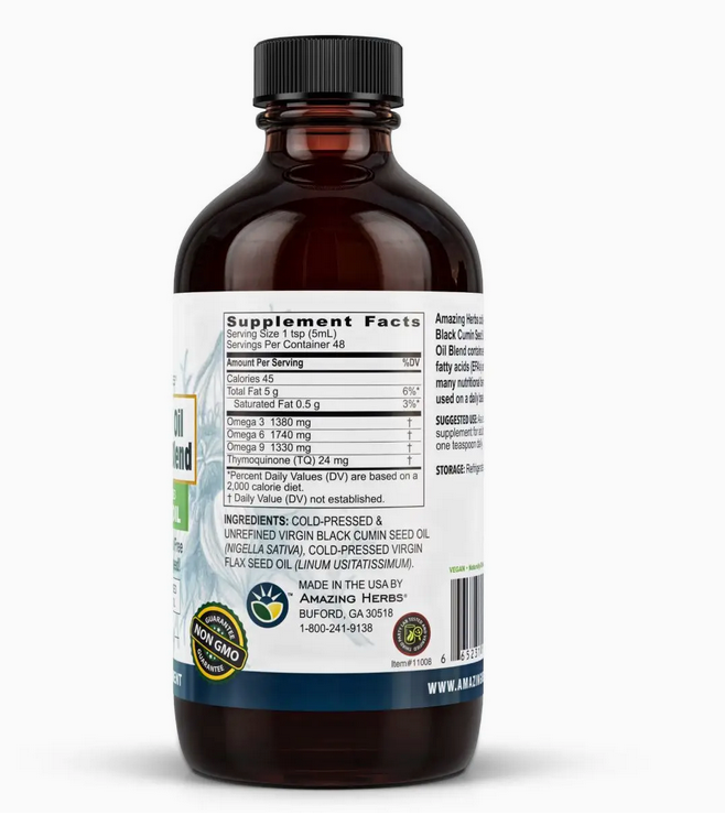 Black Seed Flax Seed Oil Blend 8oz Bottle