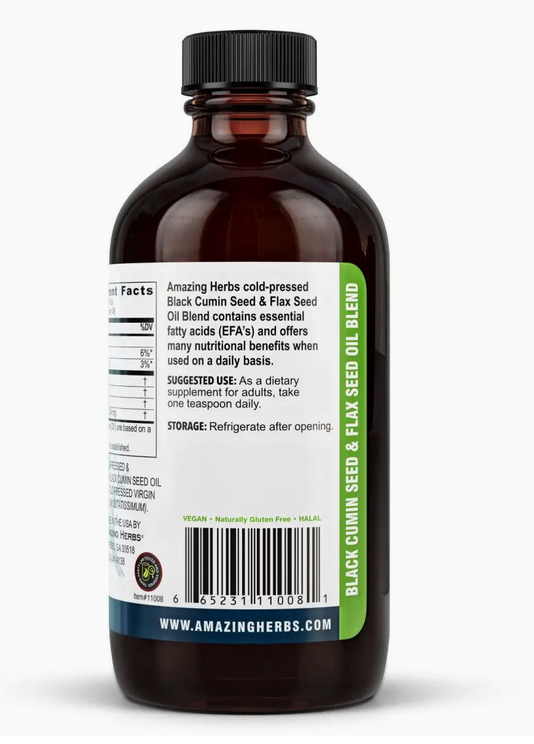 Black Seed Flax Seed Oil Blend 8oz Bottle