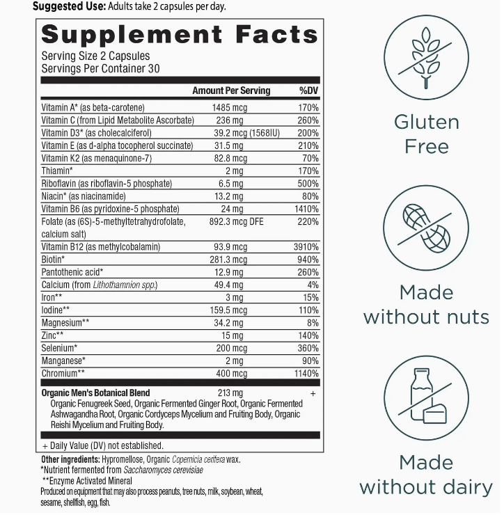 Men's Fermented Multivitamin | Capsules (60 Capsules)