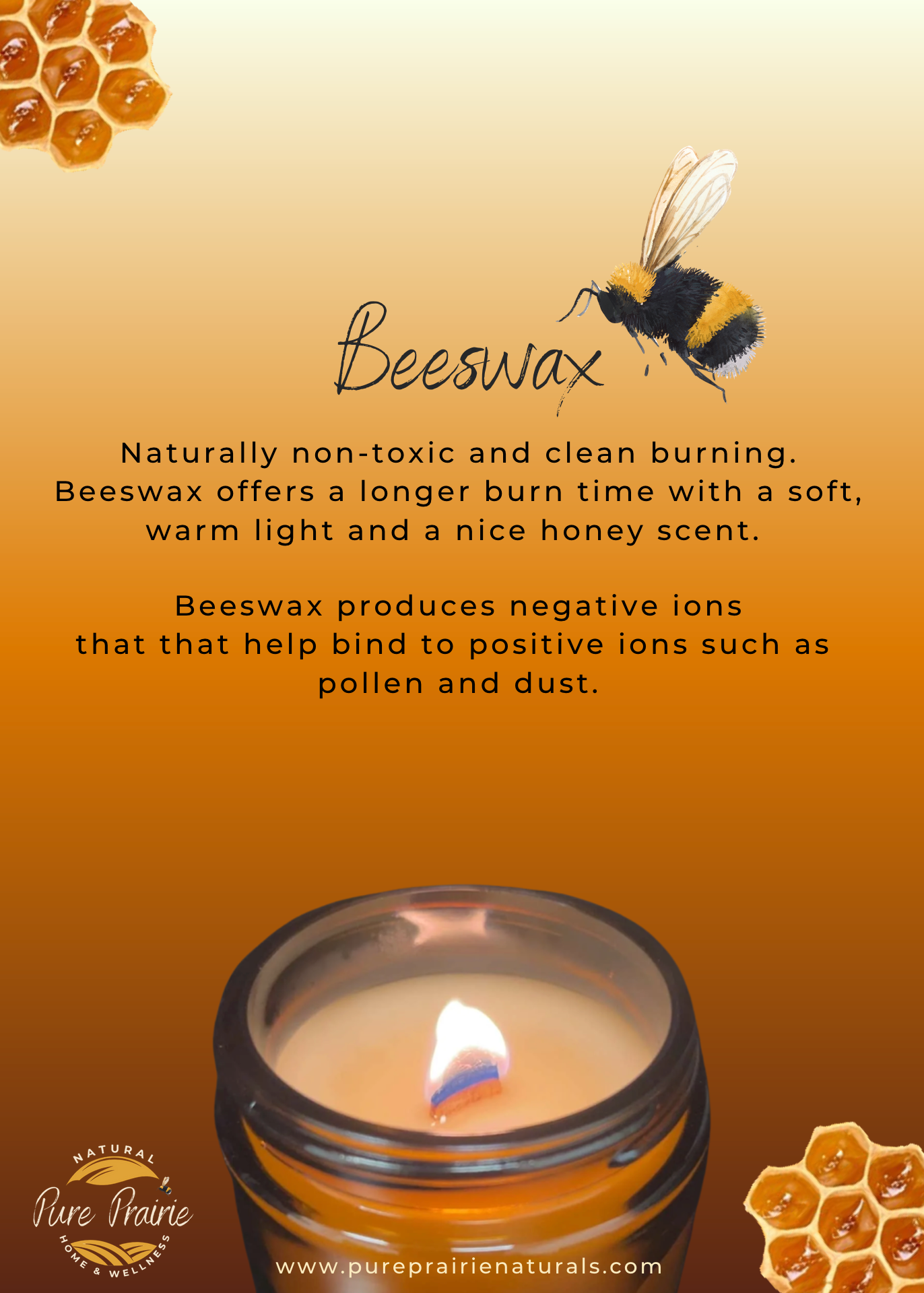 100% Beeswax Candles with Wood Wick