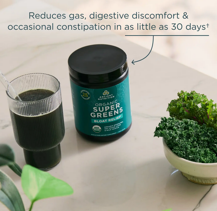 Organic Supergreens Bloat Relief† | Powder Greens Flavor (25 Servings)